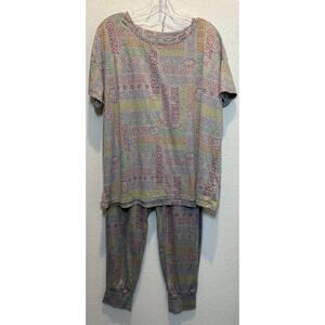 Joyspun Gray Short Sleeve and Jogger Style Pants Pajama Set Size Large